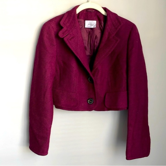 Akris Punto 100% Wool Cropped Purple Jacket Size 8 - Picture 2 of 13